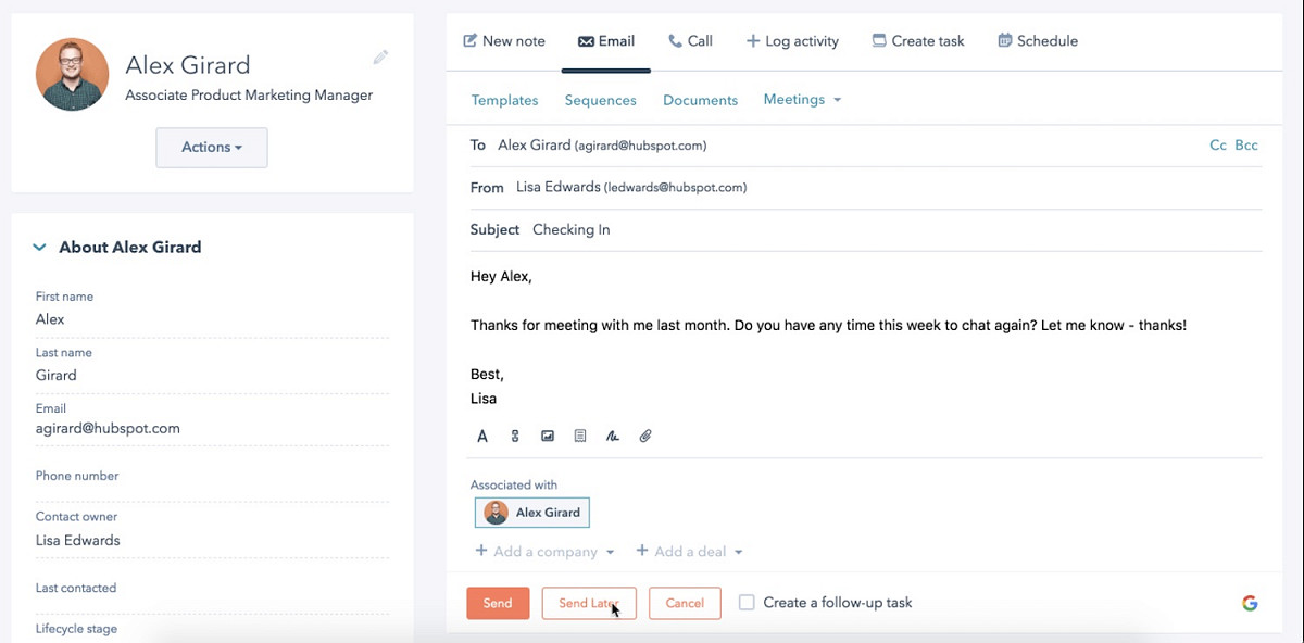 HubSpot Email Tracking during sales process