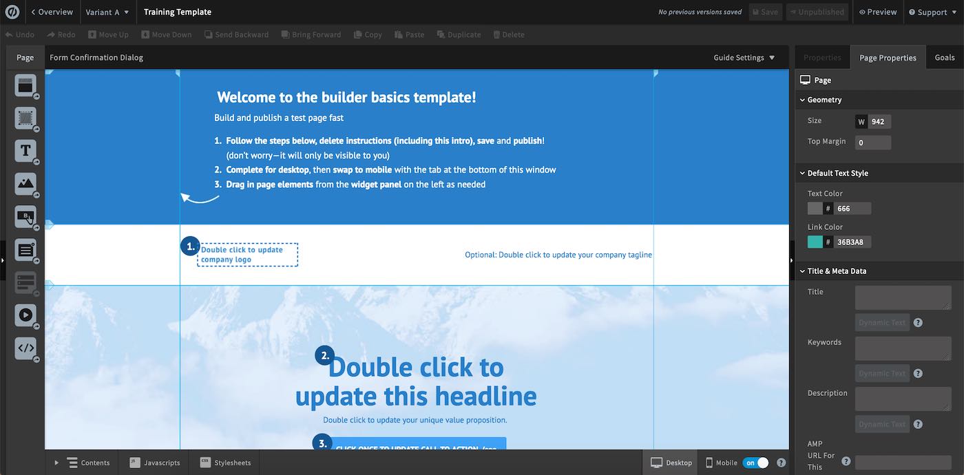 Unbounce   template editor   Surges review