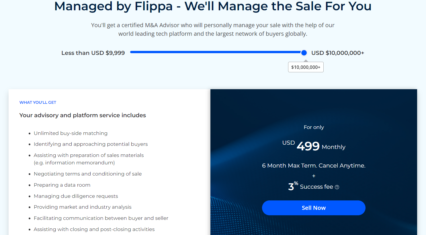 Flippa   Success fee 10M
