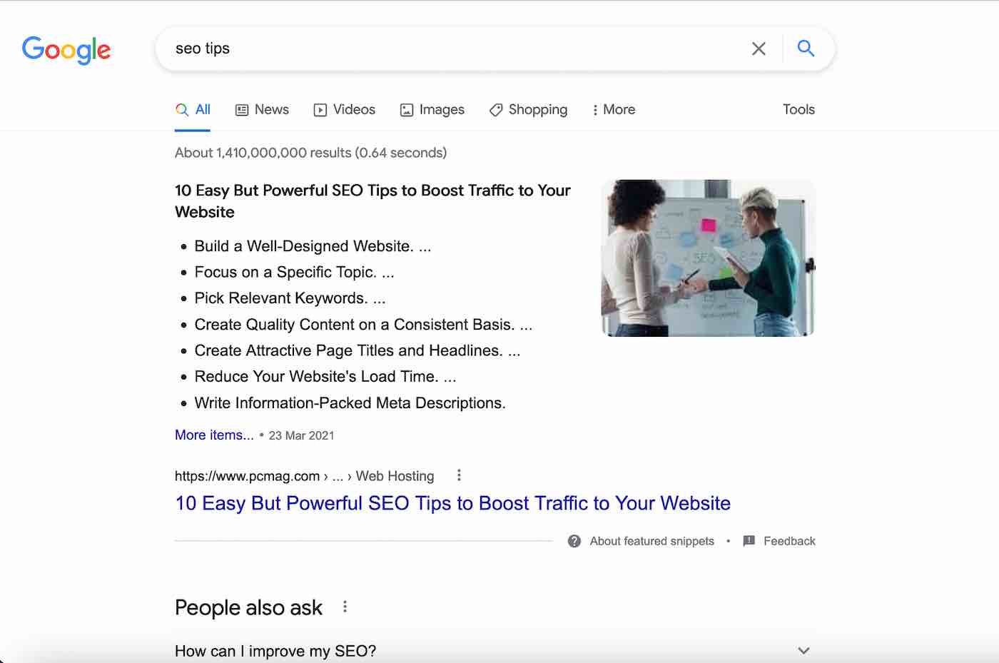 SEO content SERP results   SEO brief template